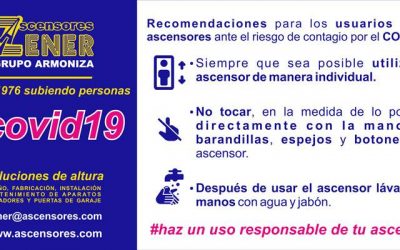 (COVID-19) Recomendaciones de uso del ascensor para evitar el riesgo de contagio