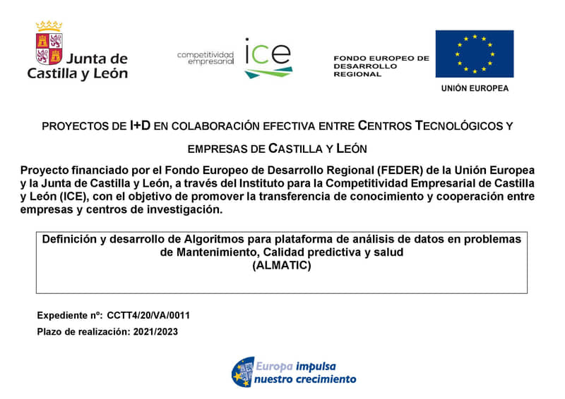 Proyecto de I+D “Almatic: Definición y desarrollo de Algoritmos para plataforma de análisis de datos en problemas de Mantenimiento, Calidad predictiva y salud"